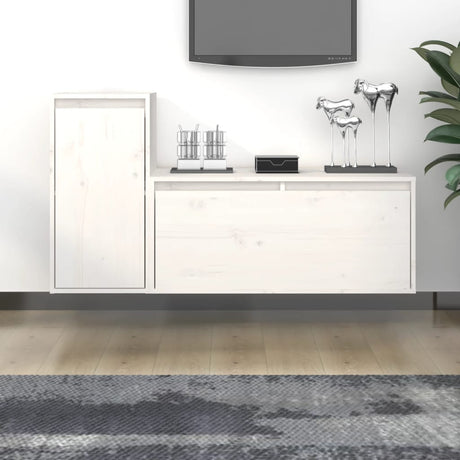 Tv Cabinets 2 Pcs Solid Wood Pine
