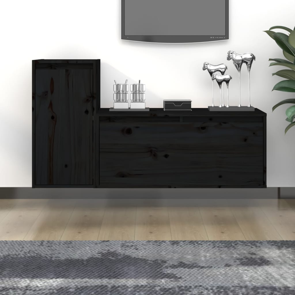 Tv Cabinets 2 Pcs Solid Wood Pine