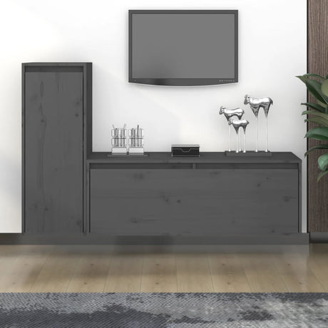 Tv Cabinets 2 Pcs Solid Wood Pine