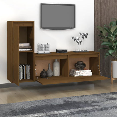 Tv Cabinets 2 Pcs Solid Wood Pine