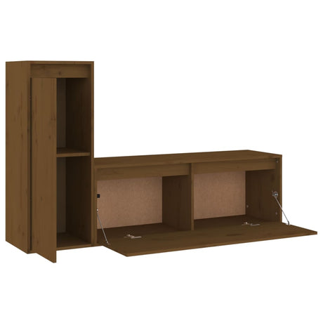 Tv Cabinets 2 Pcs Solid Wood Pine