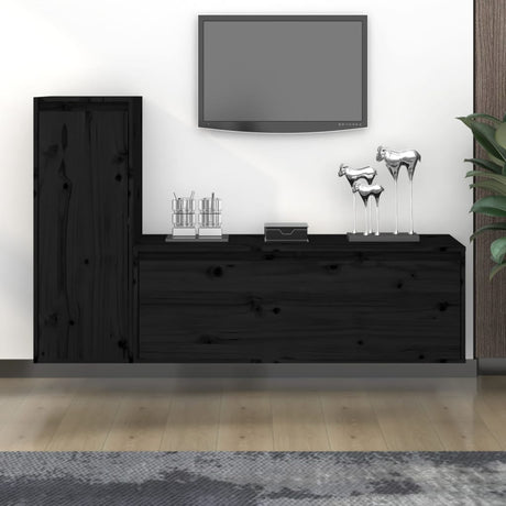 Tv Cabinets 2 Pcs Solid Wood Pine