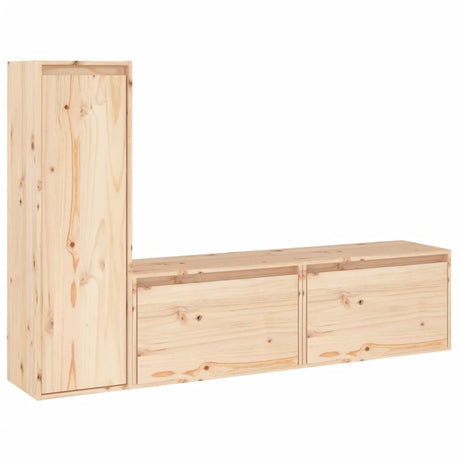 Tv Cabinets 3 Pcs Solid Wood Pine