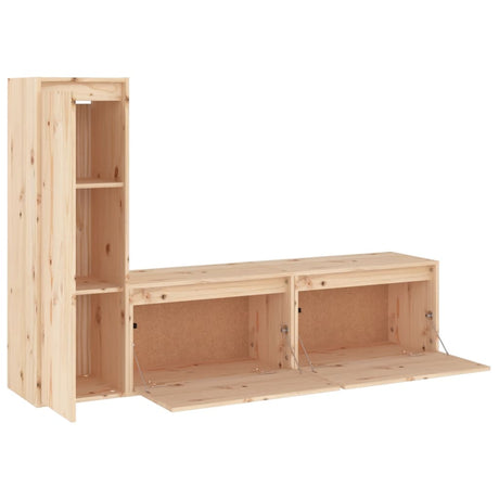 Tv Cabinets 3 Pcs Solid Wood Pine