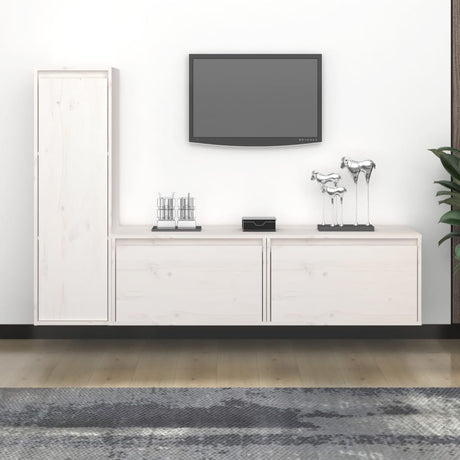 Tv Cabinets 3 Pcs Solid Wood Pine