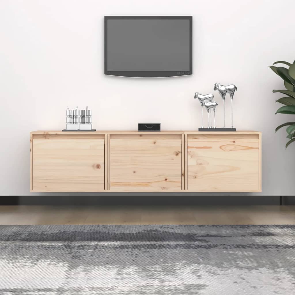 Tv Cabinets 3 Pcs Solid Wood Pine