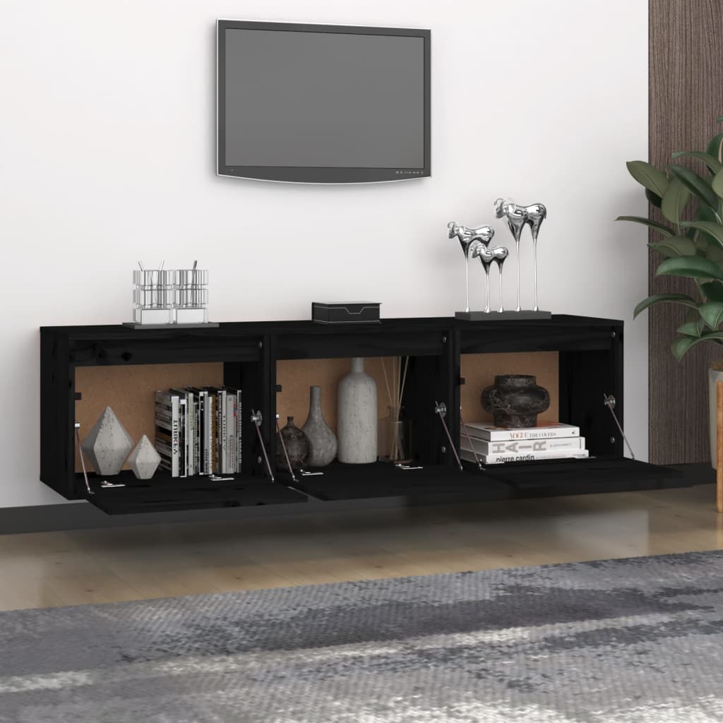 Tv Cabinets 3 Pcs Solid Wood Pine