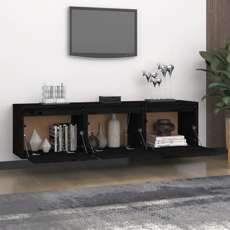 Tv Cabinets 3 Pcs Solid Wood Pine