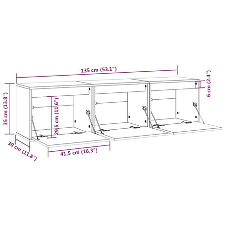 Tv Cabinets 3 Pcs Solid Wood Pine
