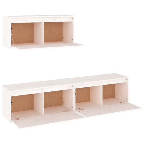 Tv Cabinets 3 Pcs Solid Wood Pine
