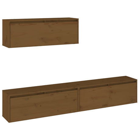 Tv Cabinets 3 Pcs Solid Wood Pine