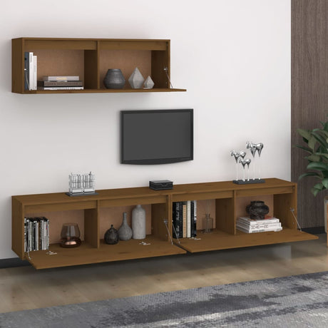Tv Cabinets 3 Pcs Solid Wood Pine