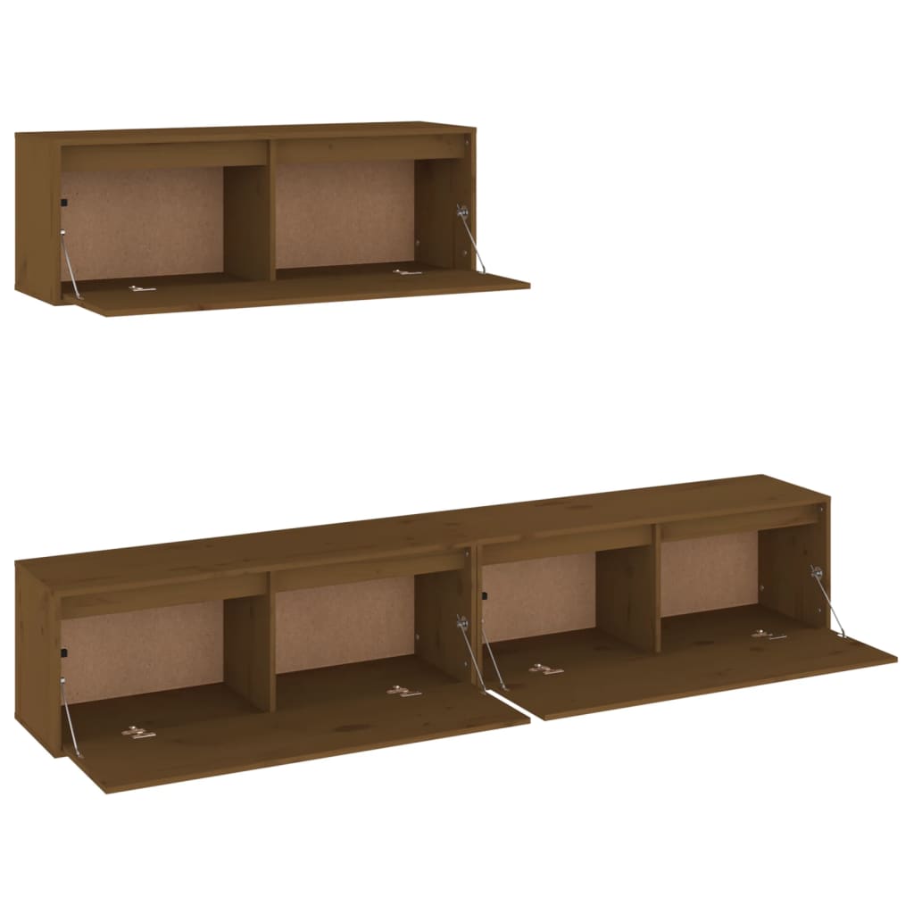 Tv Cabinets 3 Pcs Solid Wood Pine