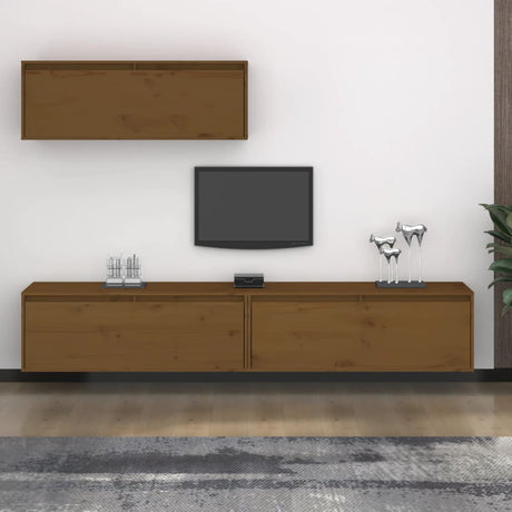 Tv Cabinets 3 Pcs Solid Wood Pine