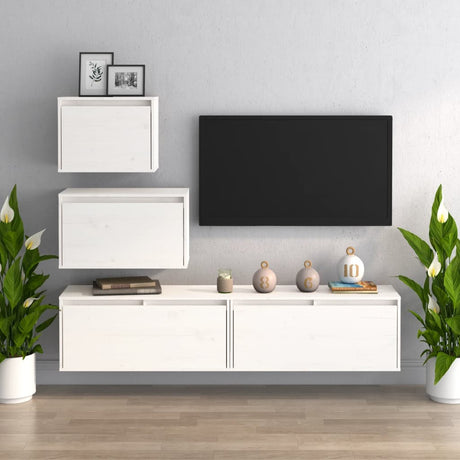 Tv Cabinets 4 Pcs Solid Wood Pine