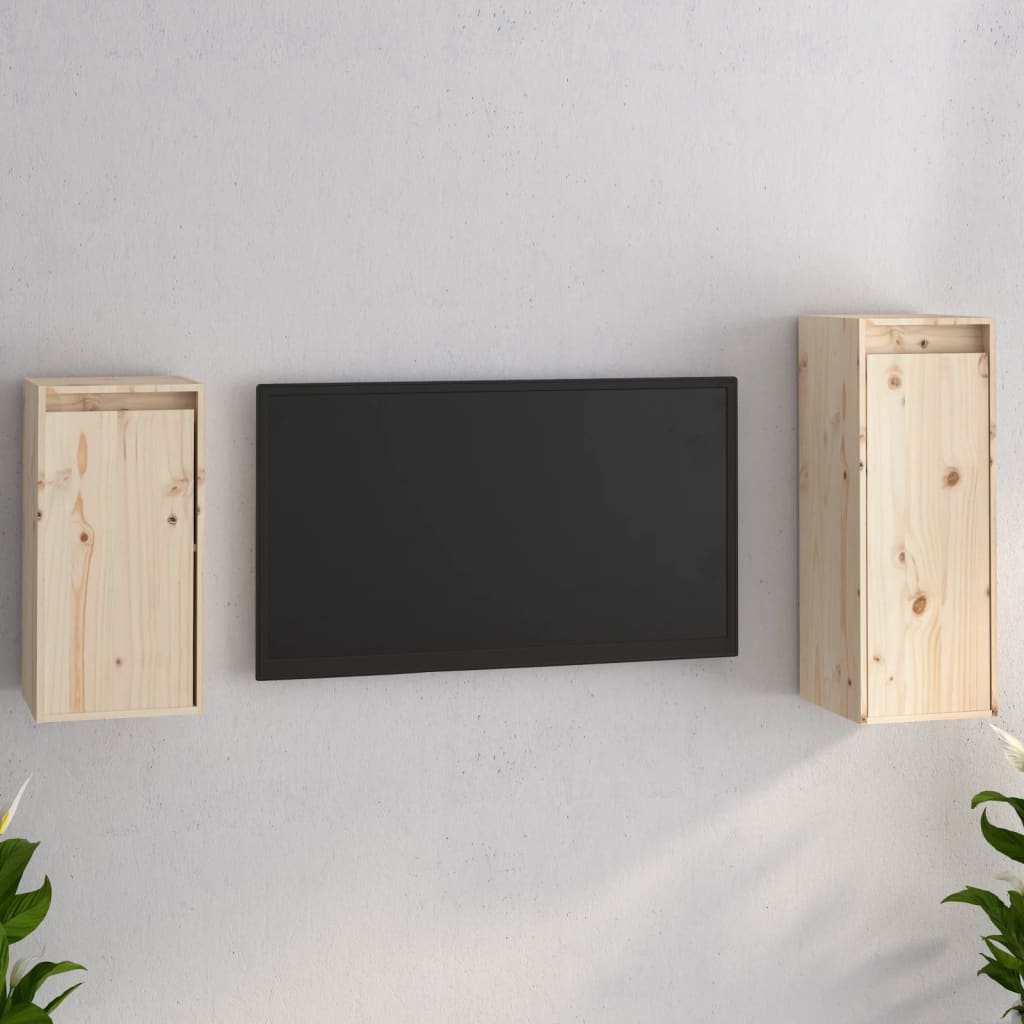 Tv Cabinets 2 Pcs Solid Wood Pine