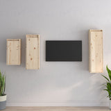 Tv Cabinets 3 Pcs Solid Wood Pine