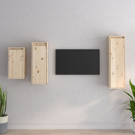 Tv Cabinets 3 Pcs Solid Wood Pine