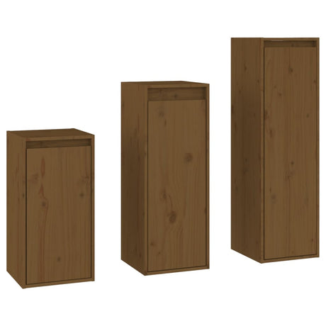 Tv Cabinets 3 Pcs Solid Wood Pine