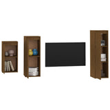 Tv Cabinets 3 Pcs Solid Wood Pine