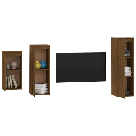 Tv Cabinets 3 Pcs Solid Wood Pine