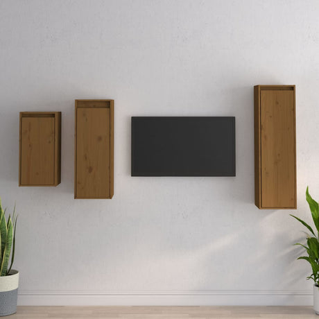 Tv Cabinets 3 Pcs Solid Wood Pine