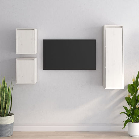 Tv Cabinets 3 Pcs Solid Wood Pine
