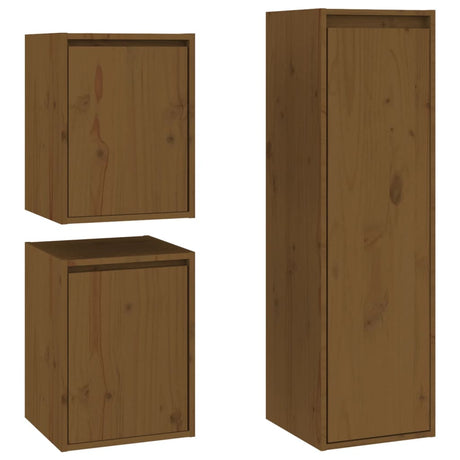 Tv Cabinets 3 Pcs Solid Wood Pine