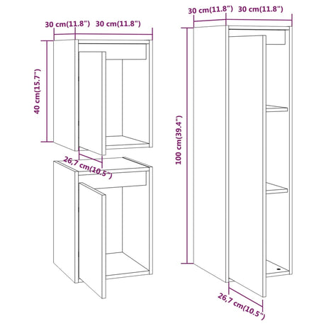 Tv Cabinets 3 Pcs Solid Wood Pine