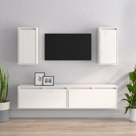 Tv Cabinets 4 Pcs Solid Wood Pine