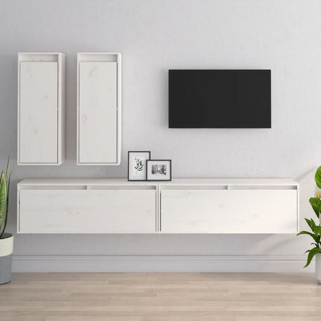 Tv Cabinets 4 Pcs Solid Wood Pine