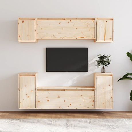Tv Cabinets 6 Pcs Solid Wood Pine