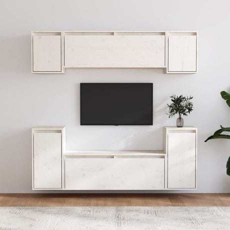 Tv Cabinets 6 Pcs Solid Wood Pine