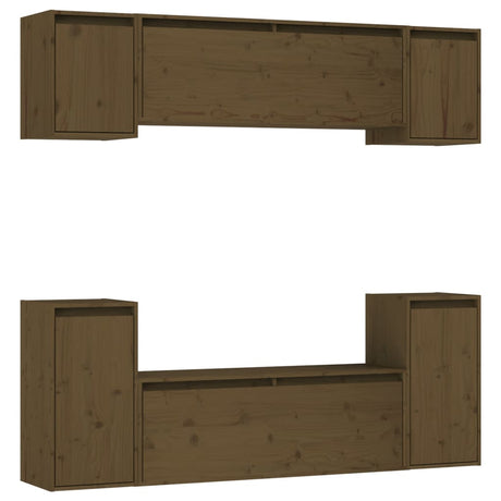 Tv Cabinets 6 Pcs Solid Wood Pine