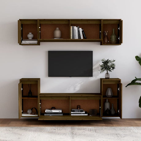 Tv Cabinets 6 Pcs Solid Wood Pine
