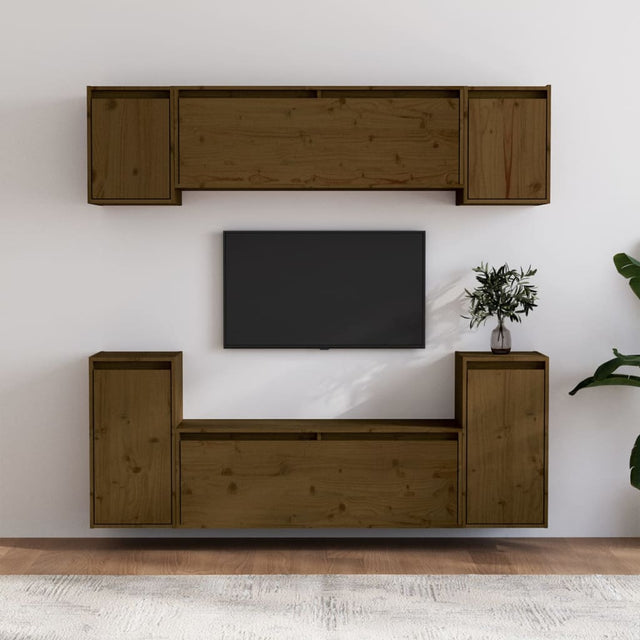 Tv Cabinets 6 Pcs Solid Wood Pine