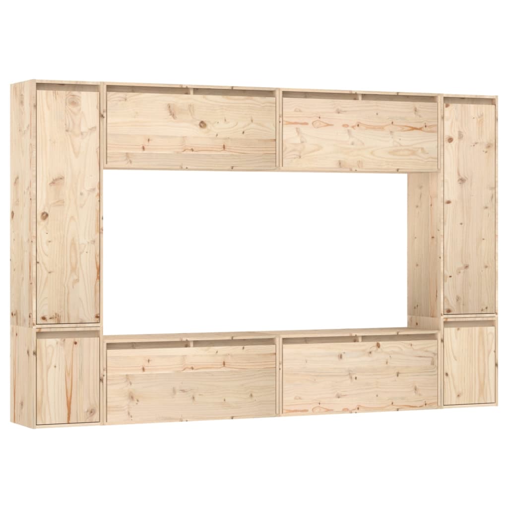 Tv Cabinets 8 Pcs Solid Wood Pine
