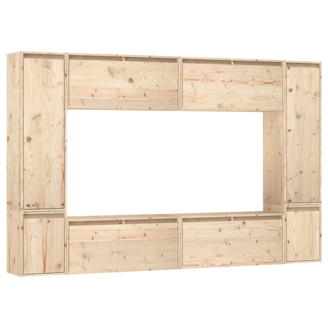 Tv Cabinets 8 Pcs Solid Wood Pine