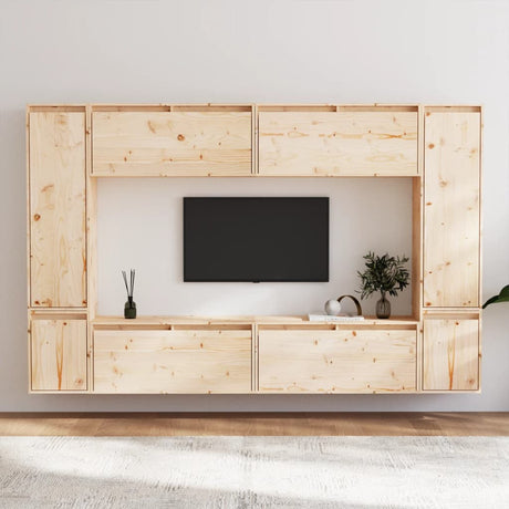 Tv Cabinets 8 Pcs Solid Wood Pine