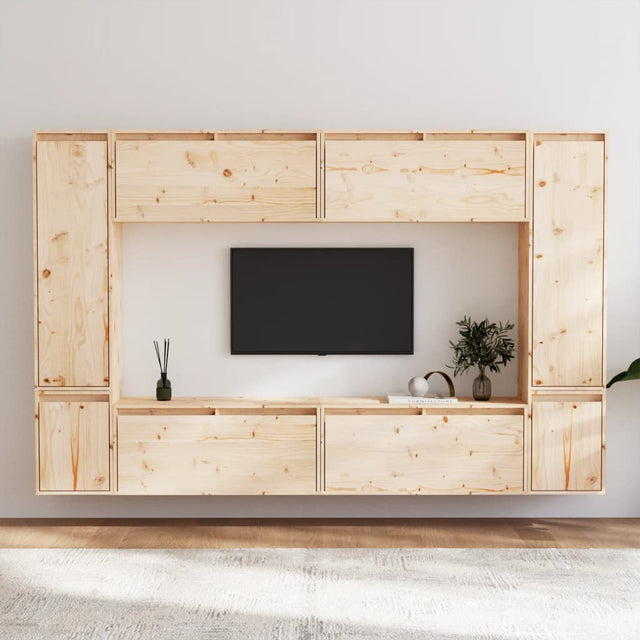 Tv Cabinets 8 Pcs Solid Wood Pine