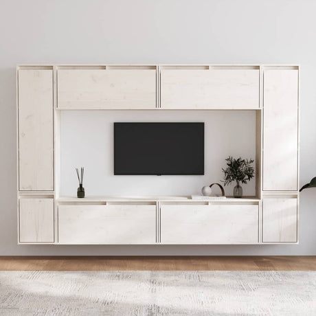 Tv Cabinets 8 Pcs Solid Wood Pine