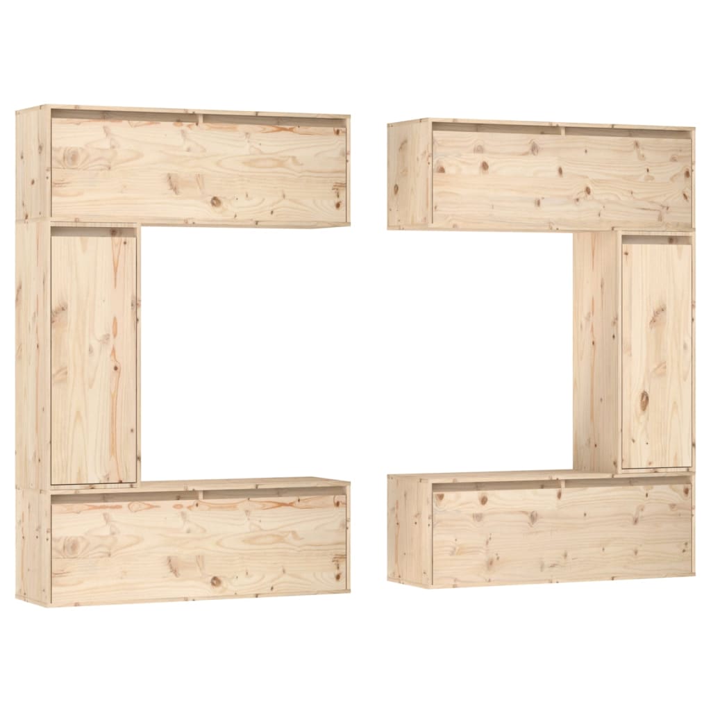 Tv Cabinets 6 Pcs Solid Wood Pine