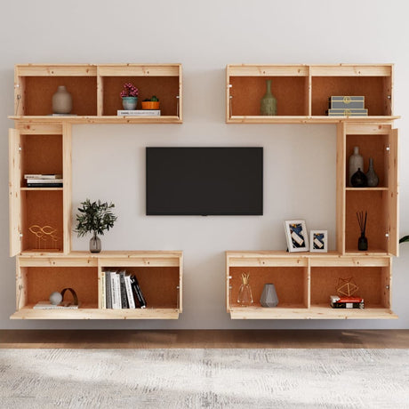 Tv Cabinets 6 Pcs Solid Wood Pine