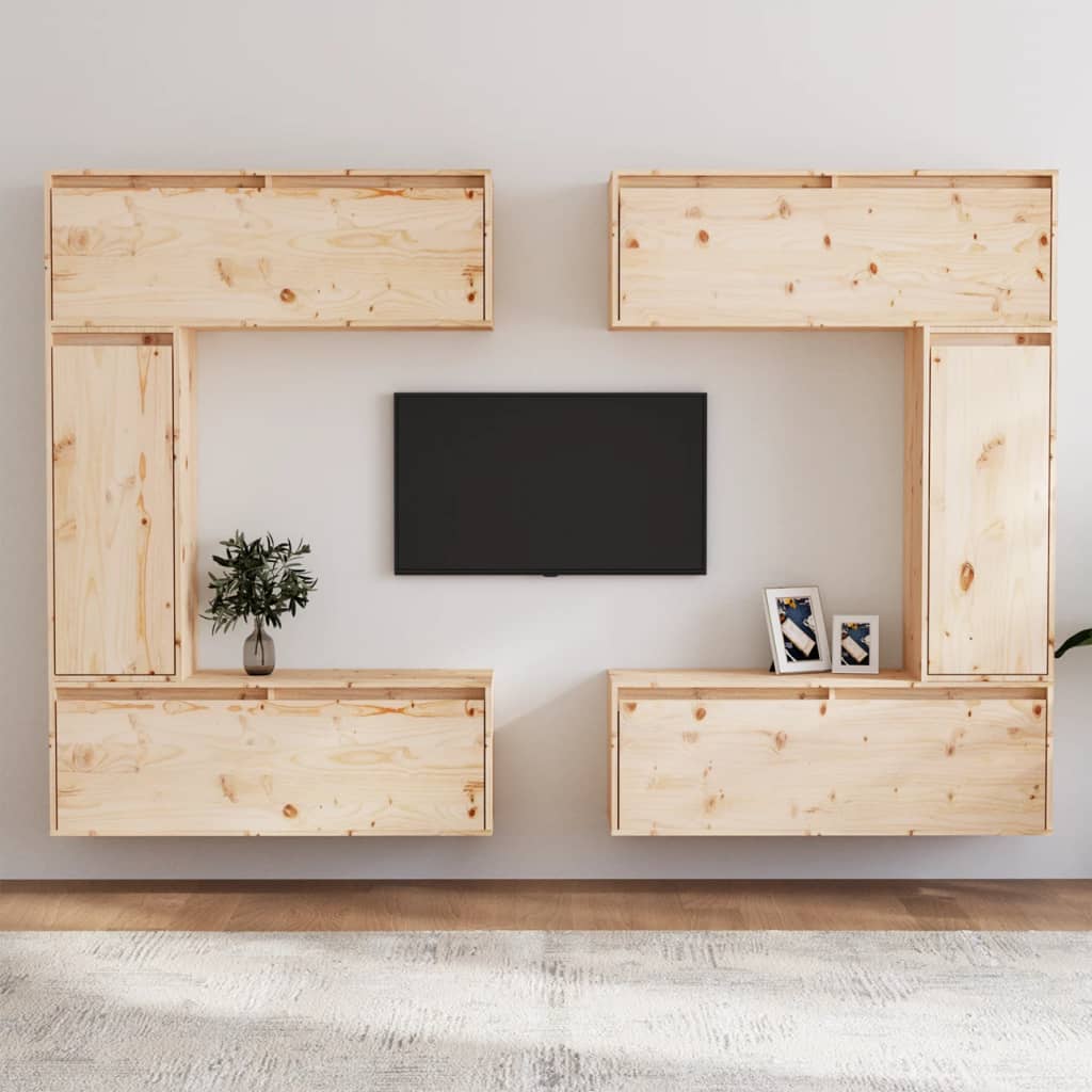 Tv Cabinets 6 Pcs Solid Wood Pine