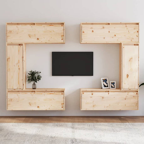 Tv Cabinets 6 Pcs Solid Wood Pine