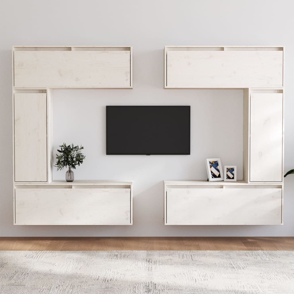 Tv Cabinets 6 Pcs Solid Wood Pine