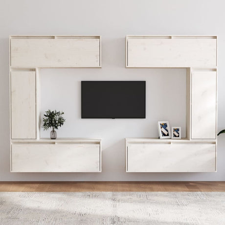 Tv Cabinets 6 Pcs Solid Wood Pine