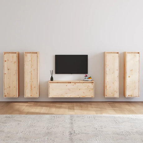 Tv Cabinets 5 Pcs Solid Wood Pine