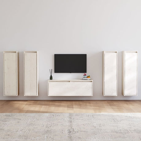 Tv Cabinets 5 Pcs Solid Wood Pine