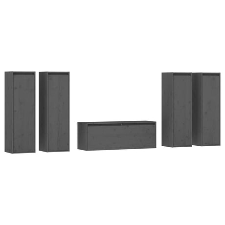 Tv Cabinets 5 Pcs Solid Wood Pine